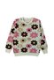 Girl's Two Yarns Raised Beige Color Floral Patterned Long Sleeve Pajama Set - 3