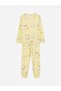 Yellow Crew Neck Patterned Women's Pajama Set (S6) - 5