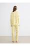 Yellow Crew Neck Patterned Women's Pajama Set (S6) - 4