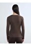 Brown Crew Neck Women's Bodysuit (S6) - 4