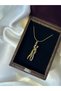 Steel Gold Chain Wrapped Double Necklace - 3