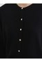 Black Crew Neck Women's Knitwear Cardigan (S6) - 3