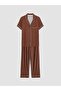 Brown Shirt Collar Polka Dot Women's Pajama Set (S6) - 5