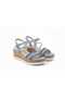 Women's Blue Ocean Stone Filled Heel Sandals-0509 - 4