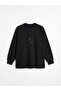 Black Crew Neck Beaded Embroidered Women's Sweatshirt Tunic (S6) - 5
