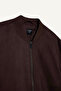 Slim Fit College Collar Bomber Suede Brown Men's Coat A3866Ax/Bn192 - 5