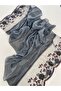 Anthracite Embroidered and Stone-Embellished Organic Cotton Imported Shawl