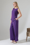 Sleeveless Wooden Buttoned Asymmetrical Blouse and Trousers Set - 5