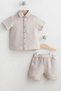 Baby Boy Festive Short Sleeve Buttoned Casual Shirt - Pocketed Shorts Baby Set 100% Cotton Pcs - 2