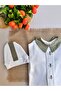 Hand Embroidered Khaki Birded Overalls and Hat - 100% Cotton - 4