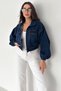 Women's Cropped Zippered Denim Jacket – Indigo Zip