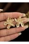 Embossed Flower Form Earrings Flashy Modern Women's Steel Earrings - 2