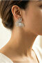 Wire Textured Flower Form Steel Elegant Women's Earrings