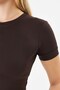 Ultra Soft Round Neck Short Sleeve Blouse Brown - 2