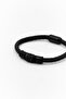 Men Braided Leather Simulated Diamonds Accents Bracelet, Black - 3