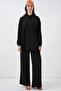 Women's Lace-Up Tunic Trousers Double Set 6752 - Black