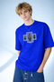 Men's Triple Leaf Illustration Printed Crew Neck Cobalt Blue T-Shirt - 2