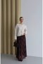 Women's Brown Plaid Patterned Lined Long Tulle Skirt - 4