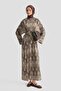 Patterned Dress with Buckle Detail in Brown - 2