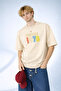 Men's Nostalgic Design 1978 Printed Crew Neck Beige T-Shirt - 2