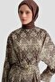 Patterned Dress with Buckle Detail in Brown