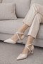 Women's New Classic Evening Dress Shoes with Stones, Cream Skin Color