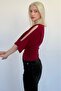 Burgundy Gathered Waist Bat Sleeve Open Shoulder Blouse Mg2672 - 7