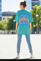 Women's Printed Oversize T-Shirt Suitable for Casual Use - Turquoise - 2