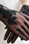 Noir Blossom Lace Embroidered Ankle-Length Tulle Gloves |   Elegant and Couture Custom Design - 5