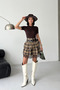 Belted Ruffled Lace Mini Skirt