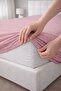 طقم ملاءات مطاطية مبطنة من القطن الميكروكوتن لسرير مزدوج باللون الوردي الفاتح - 2
