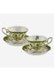 Flower Garden Green Porcelain Leather Set of Bag Coffee Cups 90 ml - 4