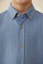 Woorage Boys' 5-14 Years Old Bone Button Cotton Linen Shirt Blue - 3