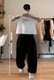 Seasonal Wide Leg Elastic Waist Oversize Baggy Plus Size Black Gray Deep Pockets Comfortable Fit