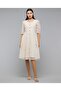 Embroidered Midi Dress with V-Neck and Short Sleeves - 2