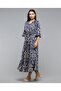 Patterned Maxi Dress with V-Neck and Flutter Sleeves - 3