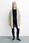 Women's Long Oversize Thick Knit - Soft Casual Knitwear Cardigan - with Pockets - Ecru - 6