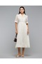 Embroidered Shirt Dress with Revere Collar and Short Sleeves