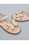 Girls Pink Appliqued Ankle Strap Flat Sandals - 2