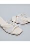 Women Beige Pearl Embellished Heeled Sandals - 3