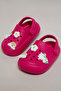 Girls Fuchsia Charm Detail Slingback Clogs - 4