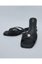 Women Black Pearl Embellished Heeled Sandals - 6