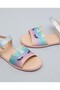 Girls Multi Appliqued Ankle Strap Flat Sandals - 2