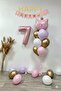 7 Year Old Cat Themed Birthday Balloon Set – Pink Gold Concept