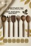 Set of 6 100% Natural Walnut Wood Spoons |   30 cm Spoon Fork Spatula Tongs Colander Handmade