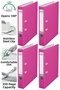 Office Folder Pink Narrow 4 Pieces Plastic Narrow Pink Folder with Ring Stainless Steel Clip Office Office Supplies