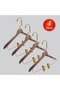 Wooden (Gold Lama Hook) Latch Hanger for Shirts and Skirts, Walnut Color, 4 Pieces