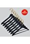 Wooden Lama Gold Hook Barli Trouser Hanger Black Color 24 Pieces
