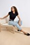 Açık Mavi Paçası Kesikli Yüksek Bel Straight %100 Pamuk Non-Stretch Jeans TWOAW25JE00307 - 2