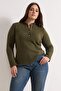 Khaki Collar Detailed Soft Textured Knitwear Sweater Tbbaw26An00080 - 2